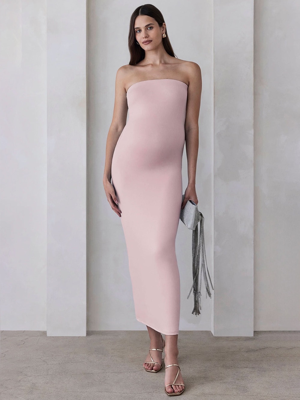 Bumpsuit The Zoë Maternity Dress Dusty Pink Sz XS Revolve